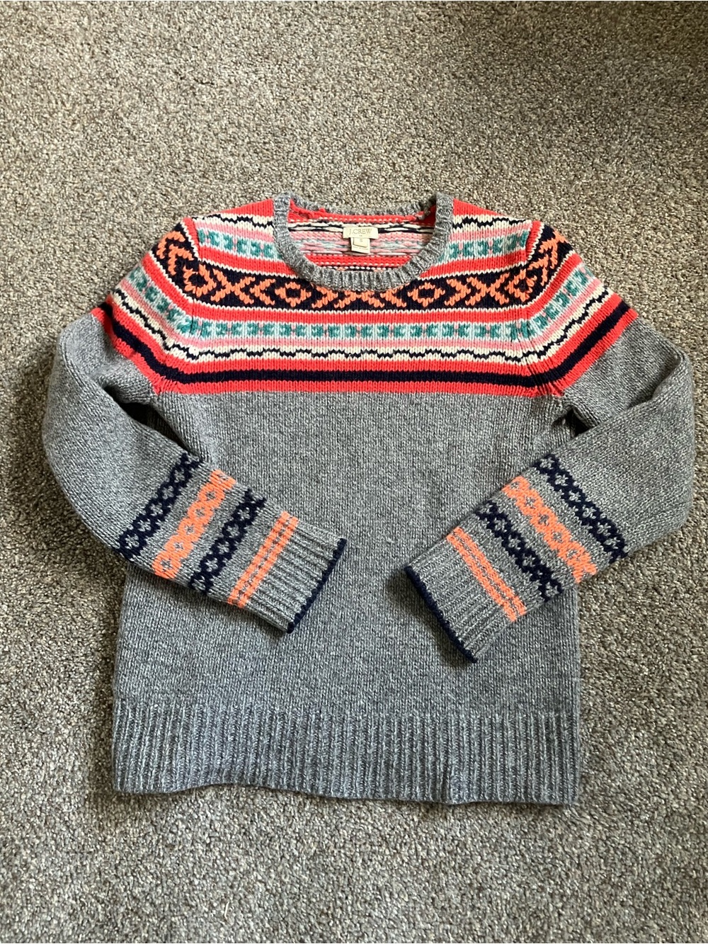 J Crew Factory Fair Isle Sweater - Women’s Small 100% Lambs Wool
